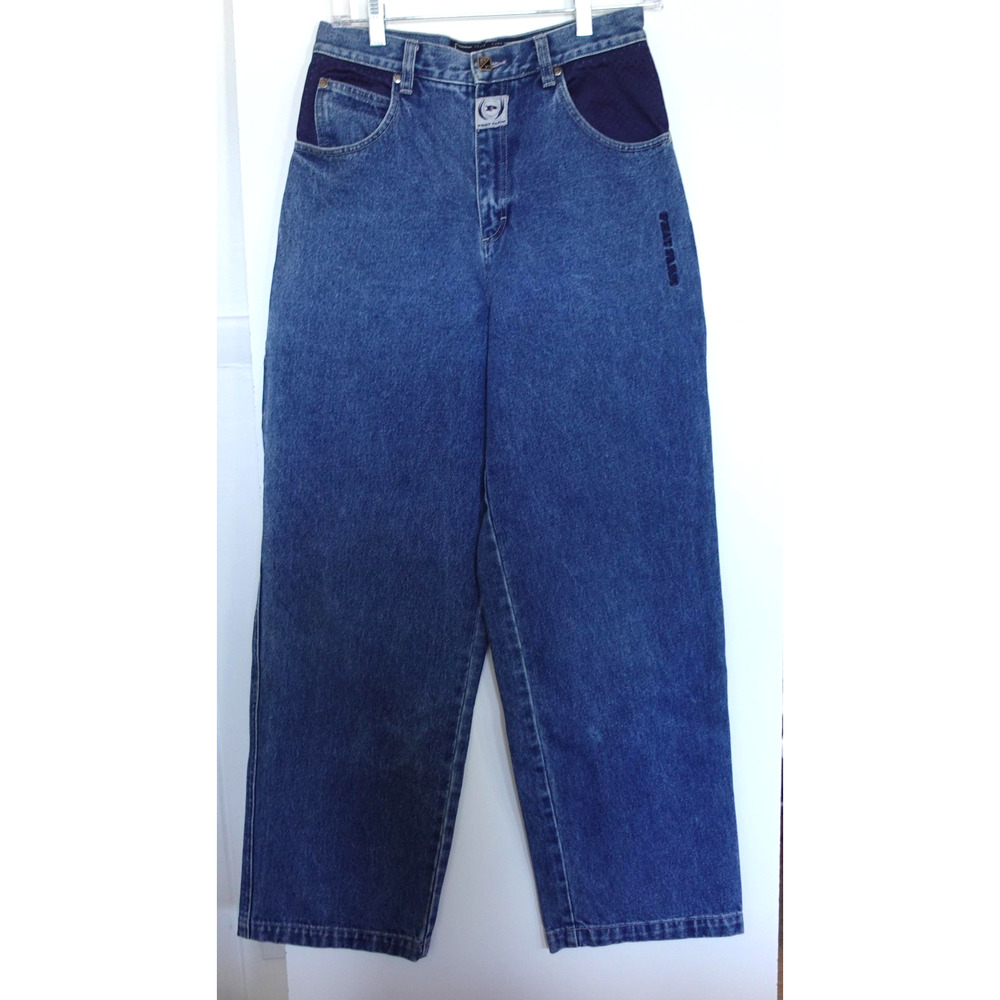 Vintage Phat Farm Jeans Mens Jrs 18 Blue Carpenter Mesh Pockets Hammer Loop 90s‎